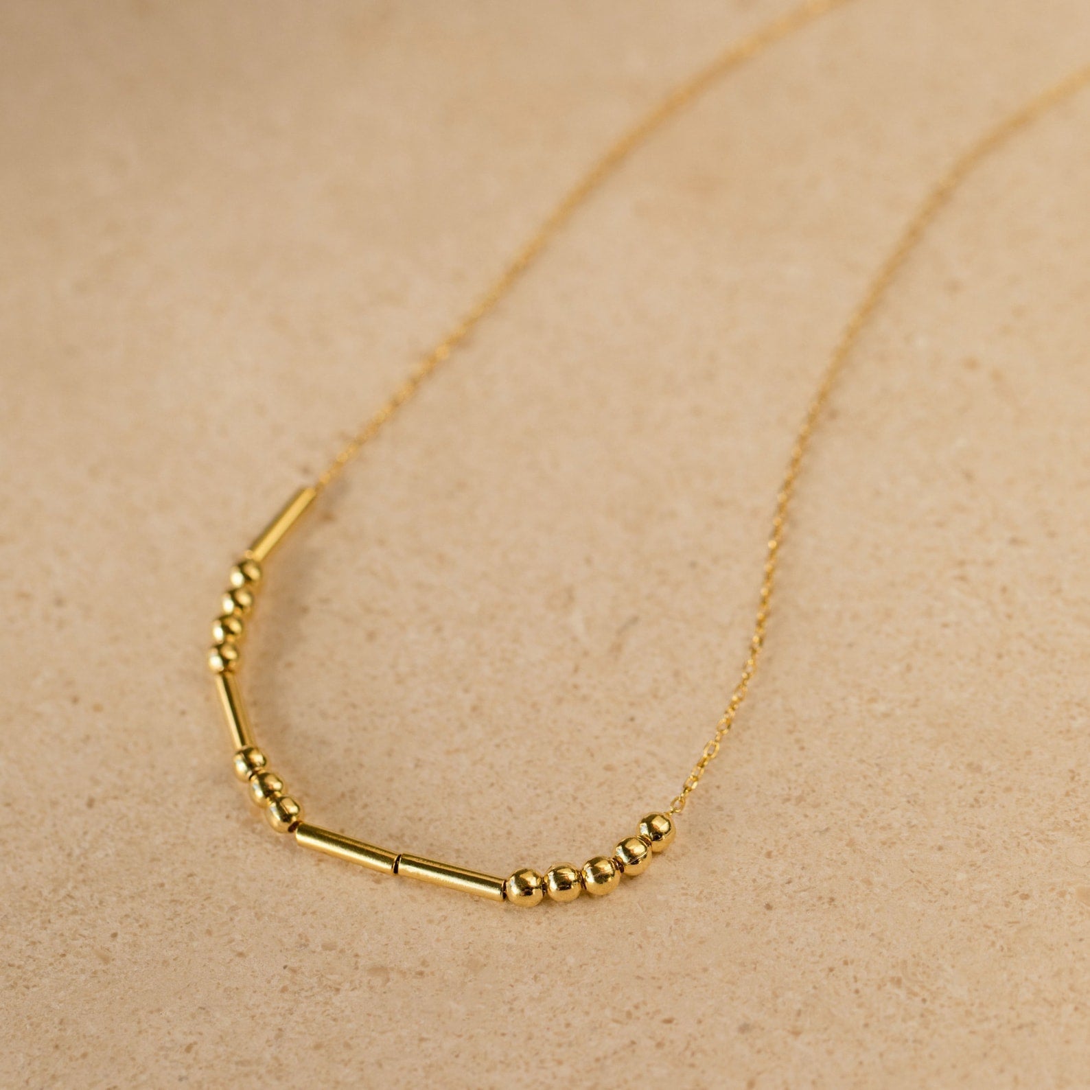 Morse Code Necklace 18K Gold